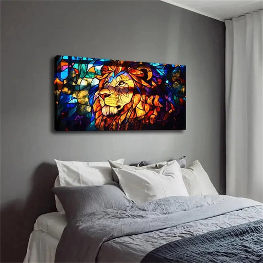 Modern Minimalist Stained Glass Wall Art Canvas Office Home Room Framed 120x60cm