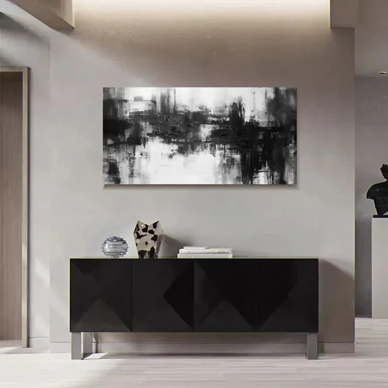 Black And White Modern Minimalist Wall Art Canvas Office Home Room Framed 120x60cm - Bella Home Decor