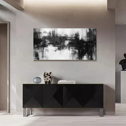Black And White Modern Minimalist Wall Art Canvas Office Home Room Framed 120x60cm - Bella Home Decor