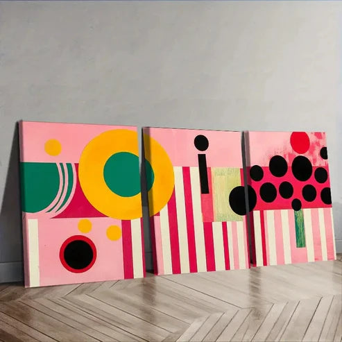 3pcs Line collages Painting Wall Art Set Canvas Unframed - High Quality Print 100% Australian Made Wall Canvas