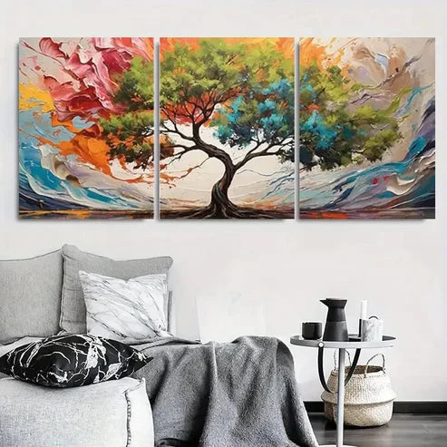 3pcs Vibrant Abstract Colorful Tree Wall Art Canvas Unframed - High Quality Print 100% Australian Made Wall Canvas