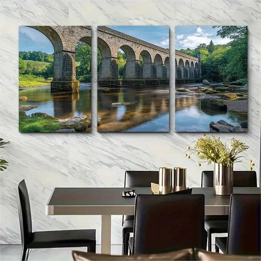 3pcs Décor Methodist Bridge Nature Perfect Wall Art Set Canvas Framed 40x60cm - High Quality Print 100% Australian Made Wall Canvas Ready to Hang