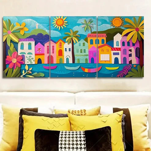 3pcs Coastal City of Rio de Janeiro, Brazil Wall Art Set Canvas Unframed - High Quality Print 100% Australian Made Wall Canvas - Bella Home Decor