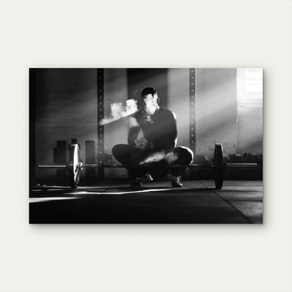 Black and White Gym Weightlifitng 5mm thick Plastic Poster Ready to Hang 90x60cm
