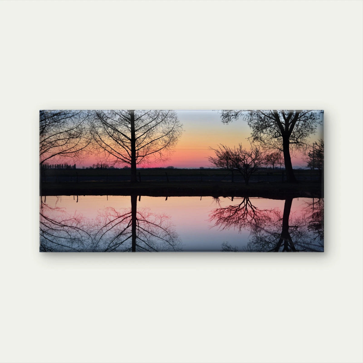 Sunset Landscape Lake Reflection Wall Art Canvas Office Home Framed 120x60cm