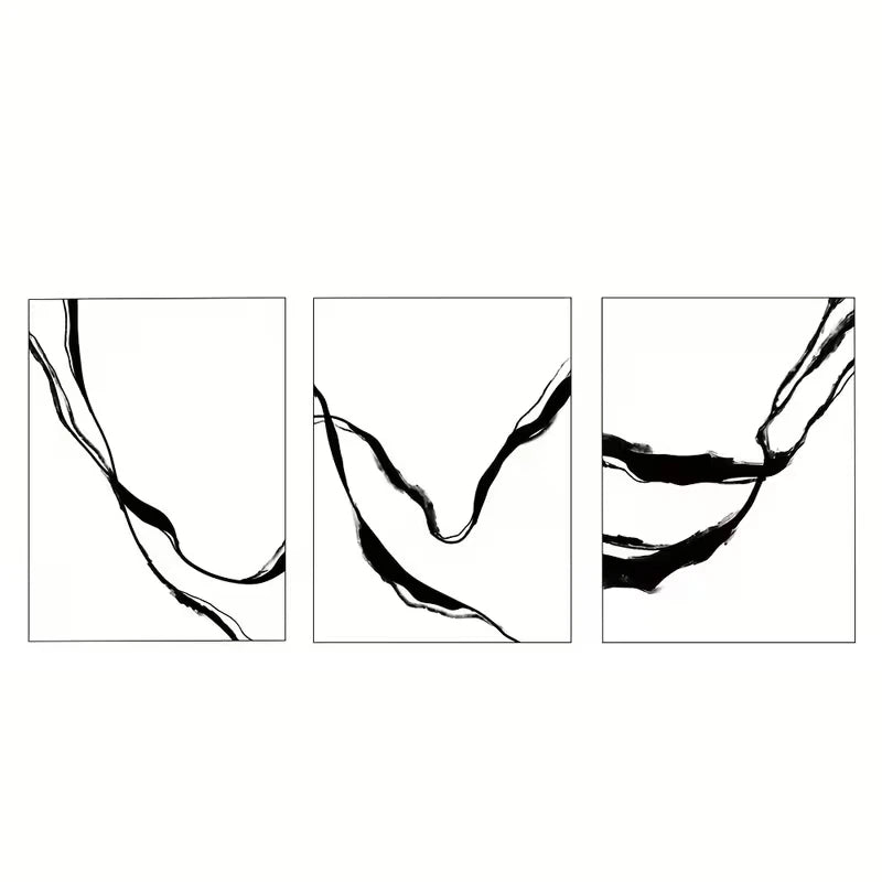 3pcs Modern Black and White Abstract       Wall Art Set Canvas Framed 50x70cm - High Quality Print 100% Australian Made Wall Canvas Ready to Hang - Bella Home Decor