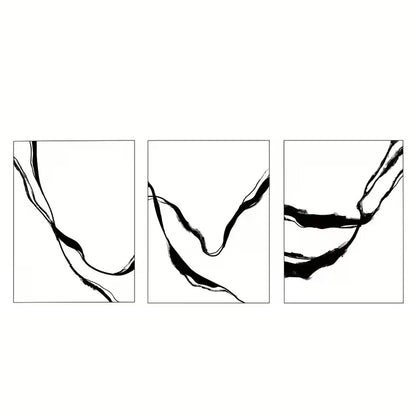 3pcs Modern Black and White Abstract       Wall Art Set Canvas Framed 50x70cm - High Quality Print 100% Australian Made Wall Canvas Ready to Hang - Bella Home Decor