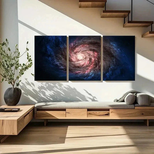 3pcs Universe Nebula Space Modern Wall Art Set Canvas Framed 50x70cm - High Quality Print 100% Australian Made Wall Canvas Ready to Hang