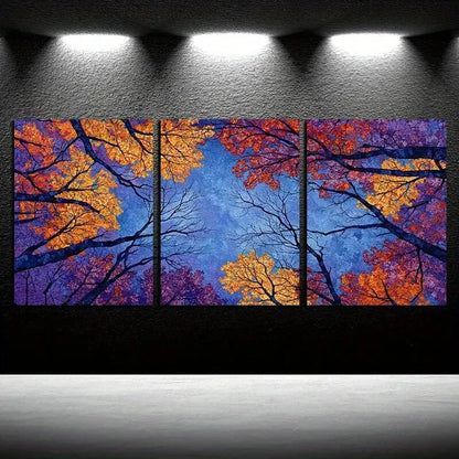 3pcs Sky in the Forest Nature inspired Design Metal Print Ready to Hang Art - Bella Home Decor
