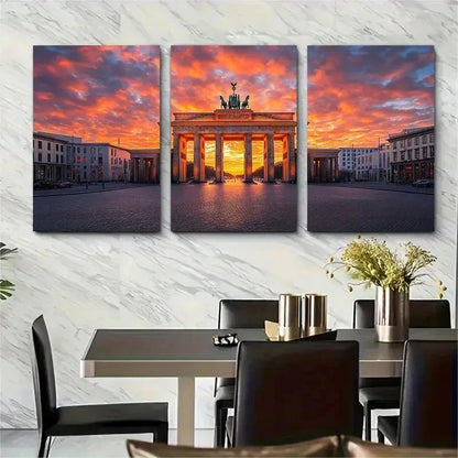 3pcs Brandenburg Gate Germany Perfect Wall Art Set Canvas Framed 50x70cm - High Quality Print 100% Australian Made Wall Canvas Ready to Hang - Bella Home Decor