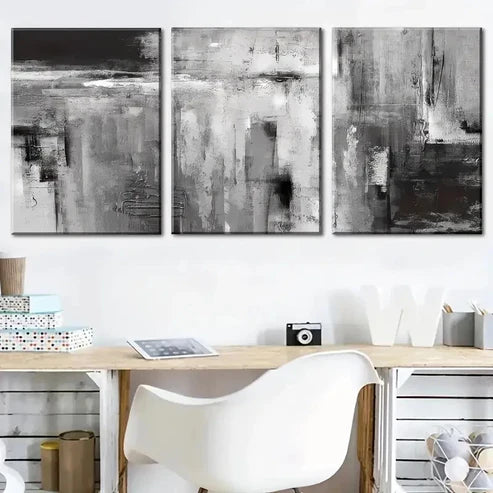 3pcs Modern Abstract Black And White Wall Art Set Canvas Unframed - High Quality Print 100% Australian Made Wall Canvas