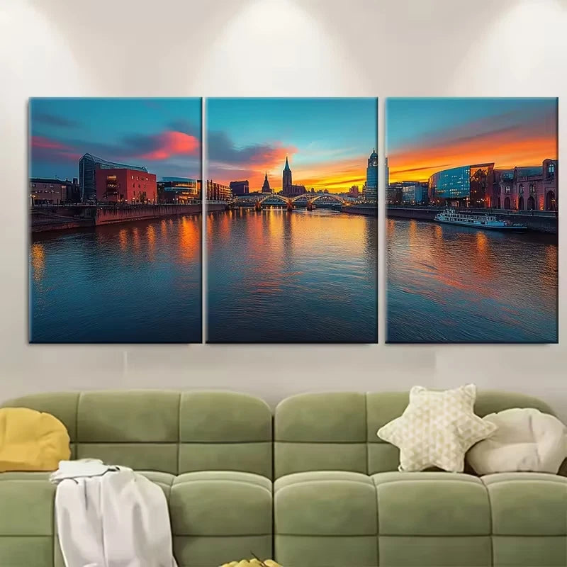 3pcs Coventry England Colourful Skyline Metal Print Ready to Hang Art - Bella Home Decor