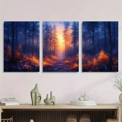 3pcs Magical Fantasy Land unlit Pathway through Metal Print Ready to Hang Art - Bella Home Decor