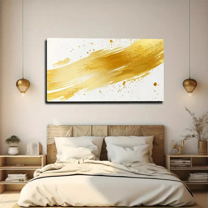 Abstract Golden And White Wall Art Canvas Office Home Room Framed 120x60cm