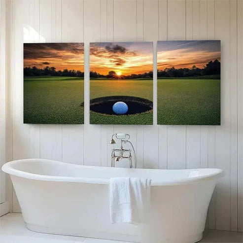 3pcs Golf Course Sunset Scenic Sports Wall Art Canvas Unframed - High Quality Print 100% Australian Made Wall Canvas - Bella Home Decor