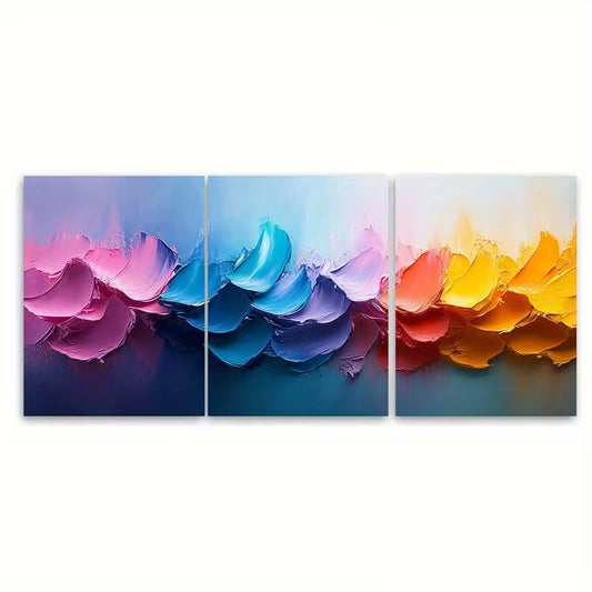 3pcs Pastel Paint Splash Abstract Metal Print Ready to Hang Art