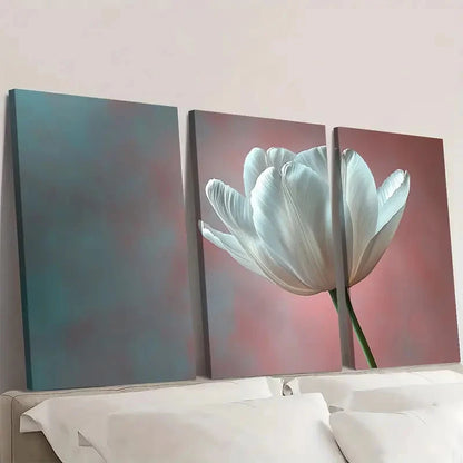 3pcs Dainty Tulip Artwork Soft Pastel KL Wall Art Set Canvas Framed 60x90cm - High Quality Print 100% Australian Made Wall Canvas Ready to Hang - Bella Home Decor