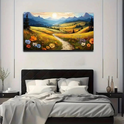 Rural Road Suitable Wall Art Canvas Office Home Room Framed 120x60cm