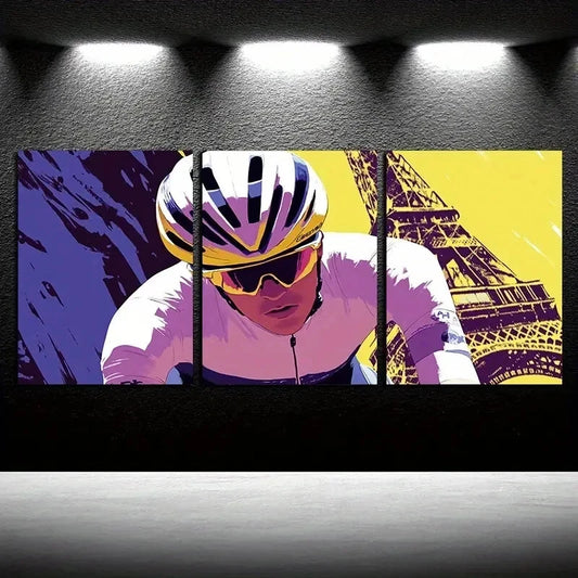 3pcs Bicycle and Architectural Landmarks Wall Art Set Canvas Framed 60x90cm - High Quality Print 100% Australian Made Wall Canvas Ready to Hang