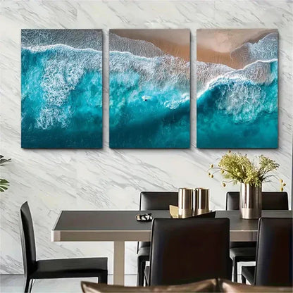 3pcs Blue Seascape Coastal Beach Wall Art Canvas Unframed - High Quality Print 100% Australian Made Wall Canvas - Bella Home Decor