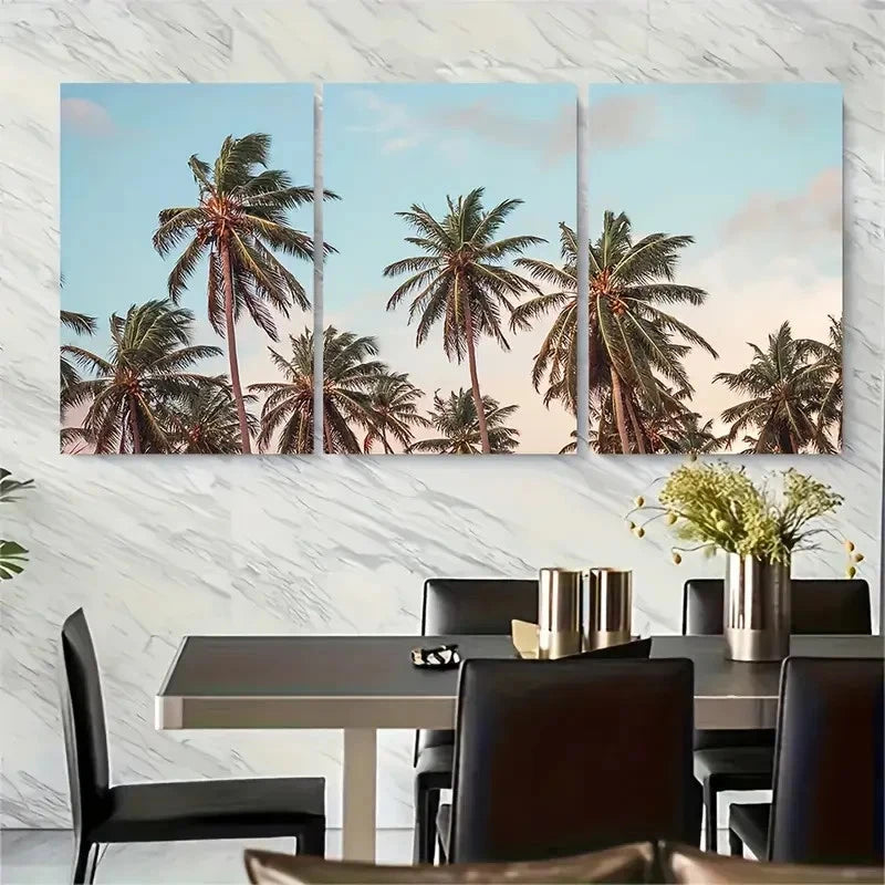3pcs Palm Trees Metal Print Ready to Hang Art