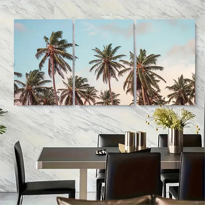 3pcs Palm Trees Metal Print Ready to Hang Art