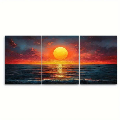 3pcs Large Colorful Abstract Ocean Evening F Wall Art Set Canvas Framed 50x70cm - High Quality Print 100% Australian Made Wall Canvas Ready to Hang - Bella Home Decor