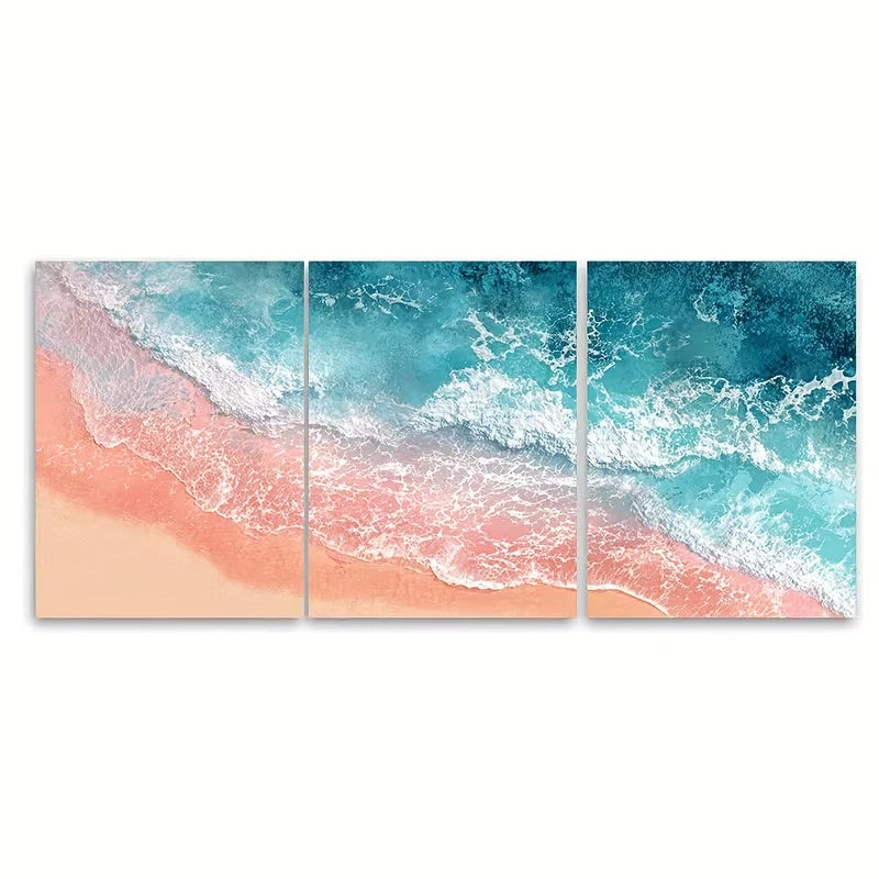 3pcs Low Tide Beach Metal Print Ready to Hang Art