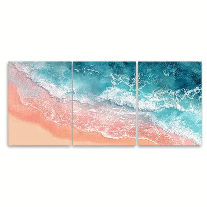 3pcs Low Tide Beach Metal Print Ready to Hang Art
