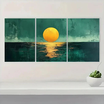 3pcs Vibrant Sunset & Moonrise Design GS  Wall Art Set Canvas Unframed - High Quality Print 100% Australian Made Wall Canvas
