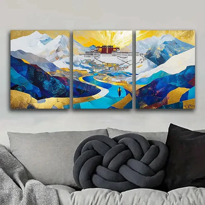 3pcs Featuring The Potala Palace Wall Art Canvas Unframed - High Quality Print 100% Australian Made Wall Canvas
