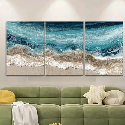 3pcs Coastal Beach Seascape Metal Print Ready to Hang Art - Bella Home Decor