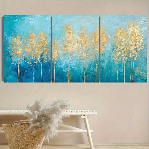 3pcs White Birch Forests Wall Art Set Canvas Unframed - High Quality Print 100% Australian Made Wall Canvas - Bella Home Decor