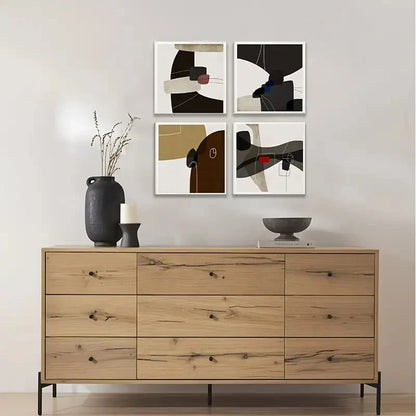 4pcs Minimalist Printable Art Set of 4 Prints,Wall Art Canvas Framed
