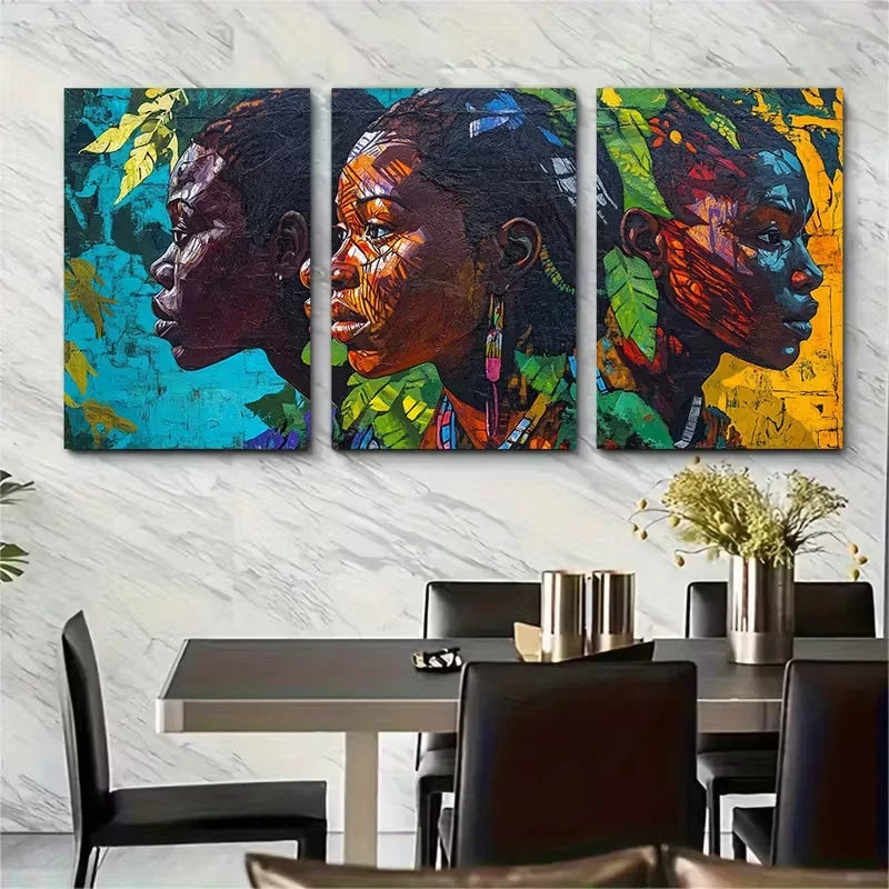 3pcs The Art of Gabon From Loango's Shores Metal Print Ready to Hang Art