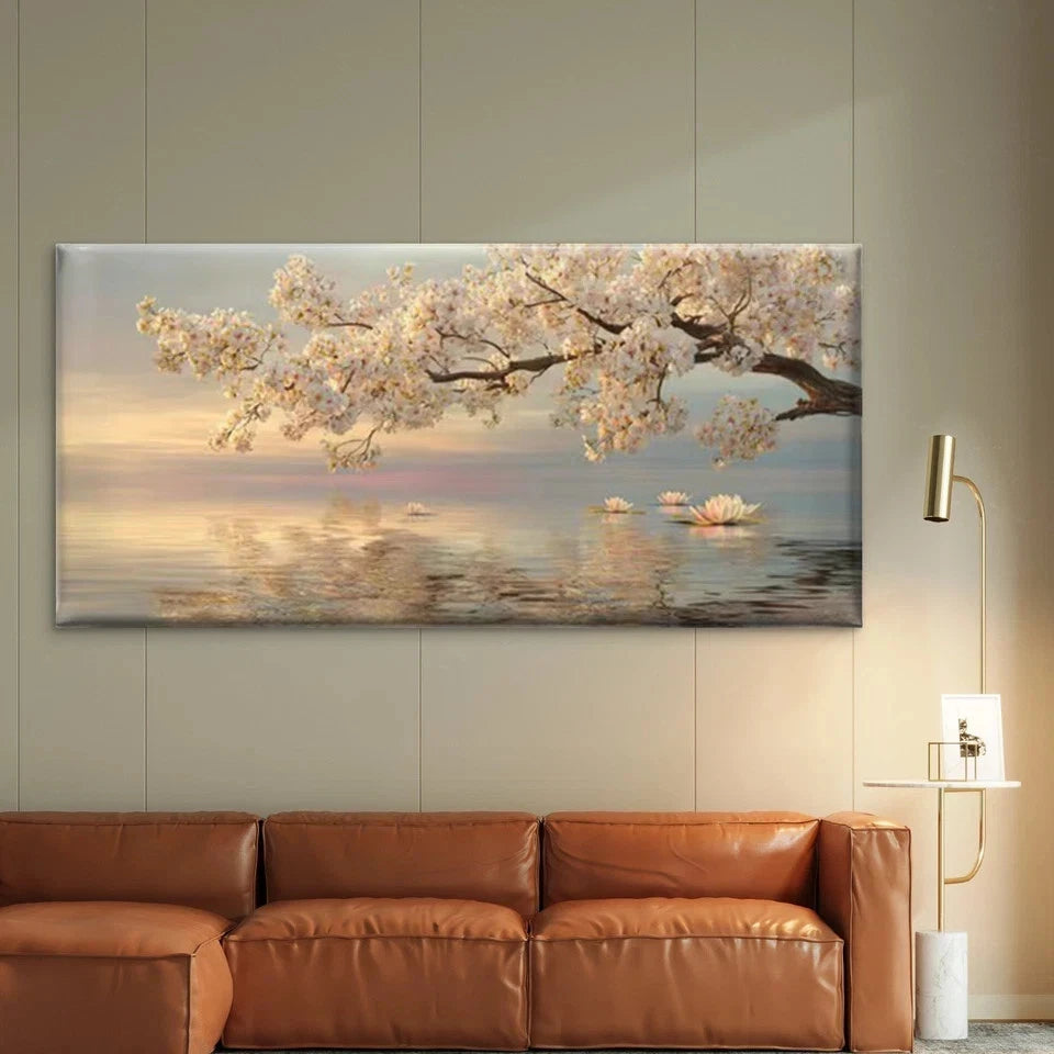 Japanese-Inspired Sakura Cherry Wall Art Canvas Office Home Room Framed 120x60cm