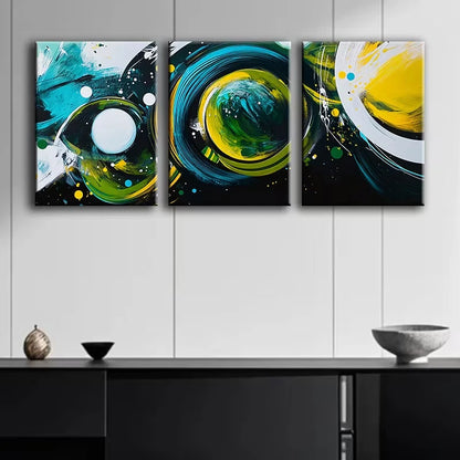 3pcs Green Bubble Abstract Metal Print Ready to Hang Art - Bella Home Decor