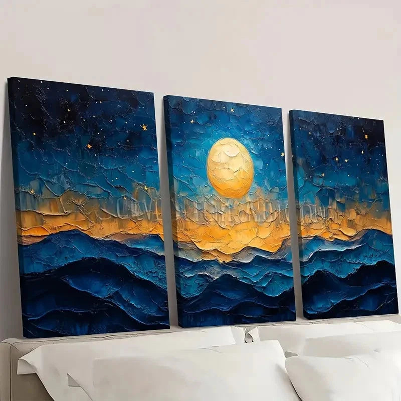 3pcs Colorful Night Scene Space aq   Wall Art Set Canvas Framed 40x60cm - High Quality Print 100% Australian Made Wall Canvas Ready to Hang - Bella Home Decor