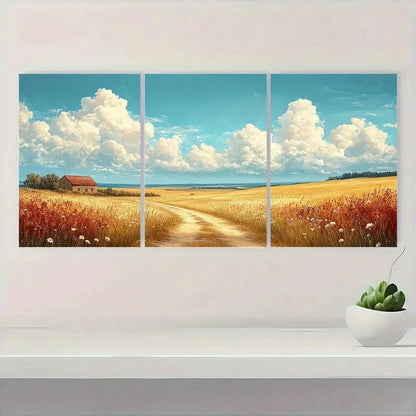 3pcs Cloudy Sky Landscape Vintage Perfect Wall Art Set Canvas Framed 40x60cm - High Quality Print 100% Australian Made Wall Canvas Ready to Hang - Bella Home Decor