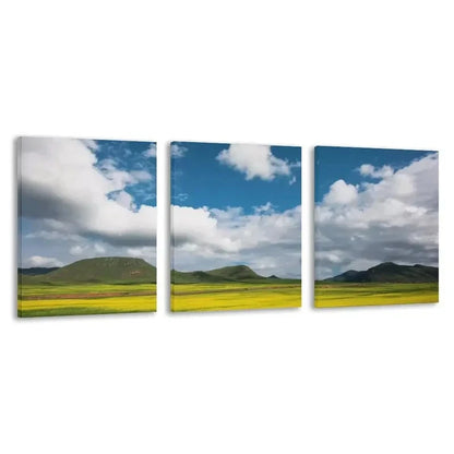 3pcs The Blue Sky and White Clouds Land   Wall Art Set Canvas Framed 40x60cm - High Quality Print 100% Australian Made Wall Canvas Ready to Hang