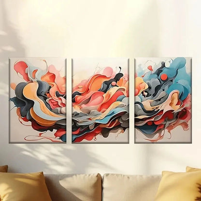3pcs Painting of a Large, Colorful, Abstract  Wall Art Set Canvas Framed 60x90cm - High Quality Print 100% Australian Made Wall Canvas Ready to Hang
