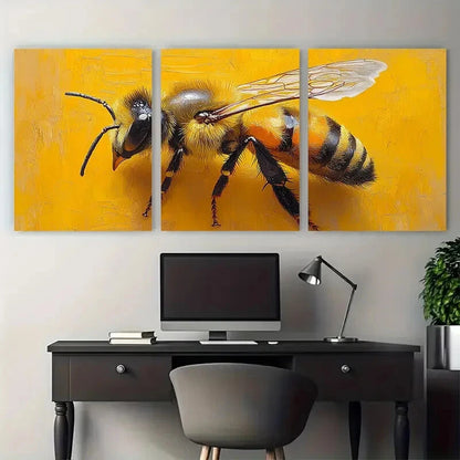 3pcs Vibrant Honeybee Animal Illustration Metal Print Ready to Hang Art - Bella Home Decor