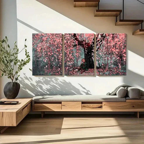 3pcs Japanese Anime Cherry Blossom & SakuraArt Wall Art Set Canvas Unframed - High Quality Print 100% Australian Made Wall Canvas