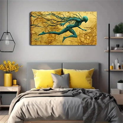 Humanoid Creature In Motion Wall Art Canvas Office Home Room Framed 120x60cm