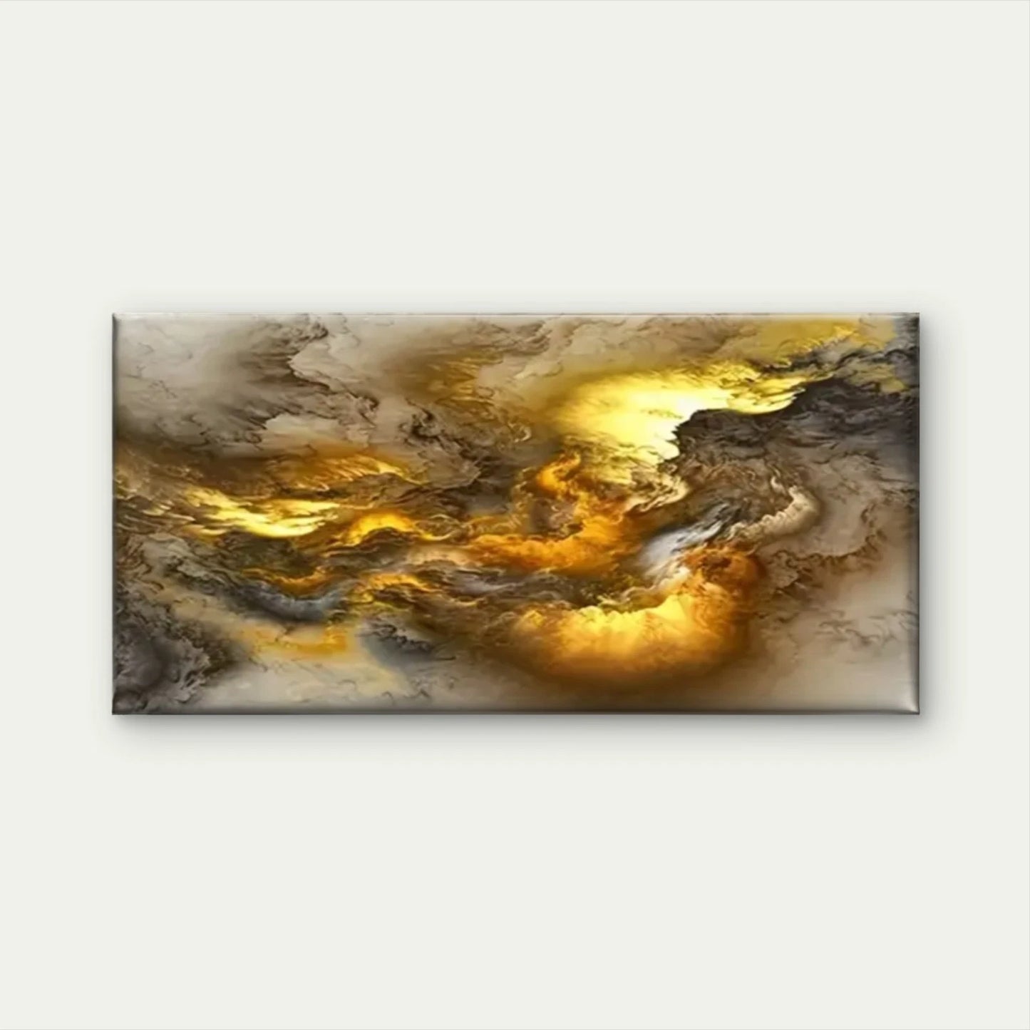 Yellow Abstract Black Swirls Wall Art Canvas Office Home Room Framed 120x60cm