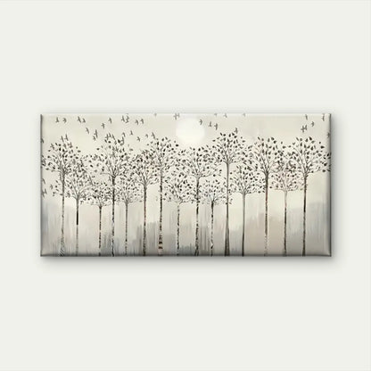 Trees Birds Forest Abstract Wall Art Canvas Office Home Room Framed 120x60cm
