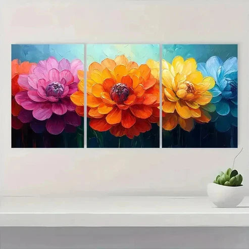 3pcs Colorful Daisy Rainbow Modern Wall Art Canvas Unframed - High Quality Print 100% Australian Made Wall Canvas - Bella Home Decor