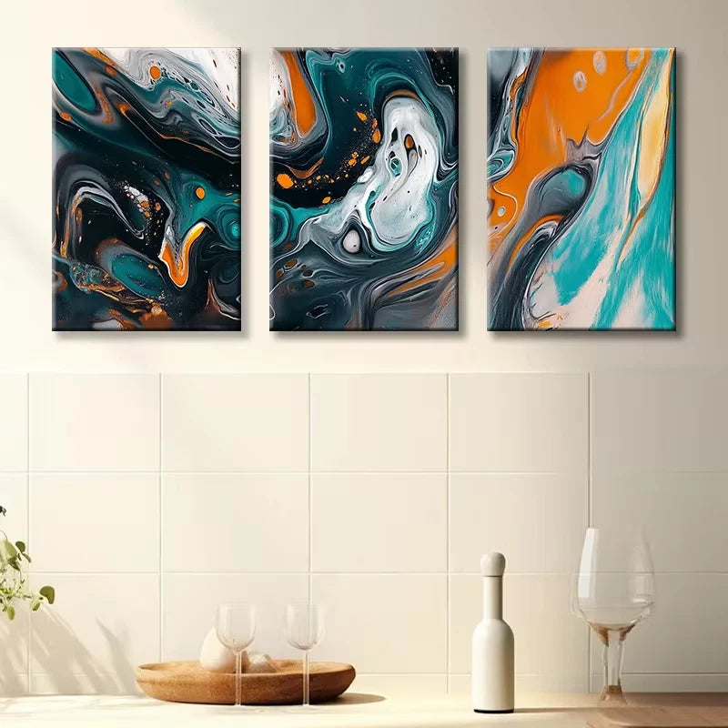 3pcs Clear Stained Glass Leaves Modern Design Wall Art Set Canvas Framed 50x70cm - High Quality Print 100% Australian Made Wall Canvas Ready to Hang - Bella Home Decor