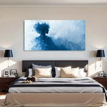 Blue Abstract Silhouette Décor Wall Art Canvas Office Home Room Framed 120x60cm