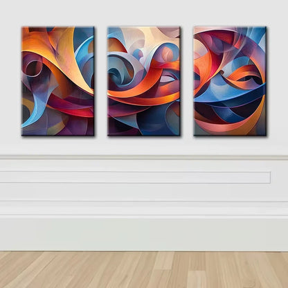3pcs Luxurious Abstract Ribbon Design Wall Art Set Canvas Framed 50x70cm - High Quality Print 100% Australian Made Wall Canvas Ready to Hang